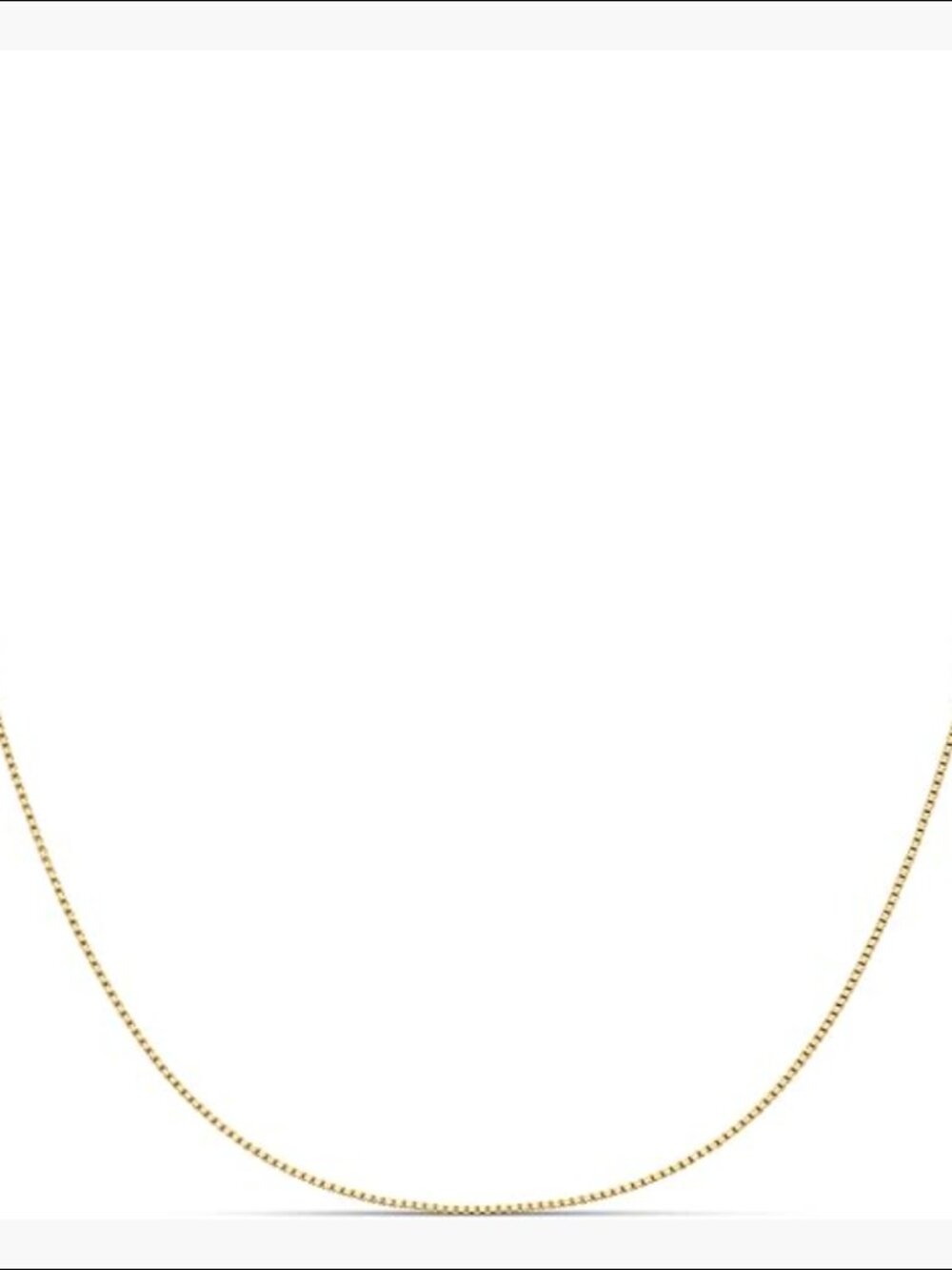 18K Gold Plated Sterling Silver Box Chain Necklace 18 Inch